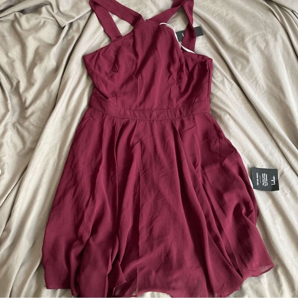 lulus maroon skater halter dress